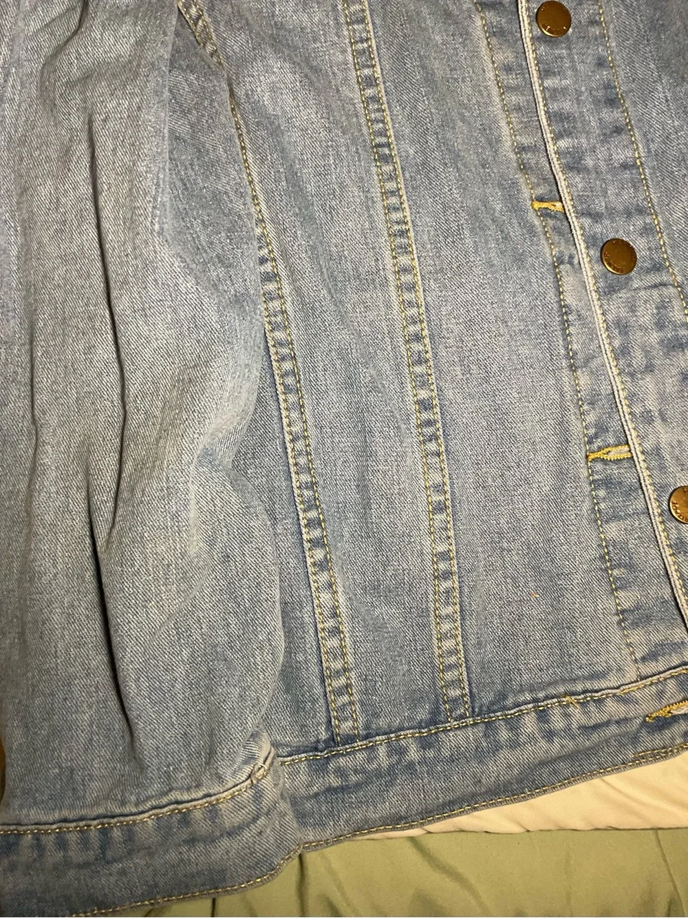 Light Blue Denim Jacket with Detachable Gray Hood - Picture 5 of 9